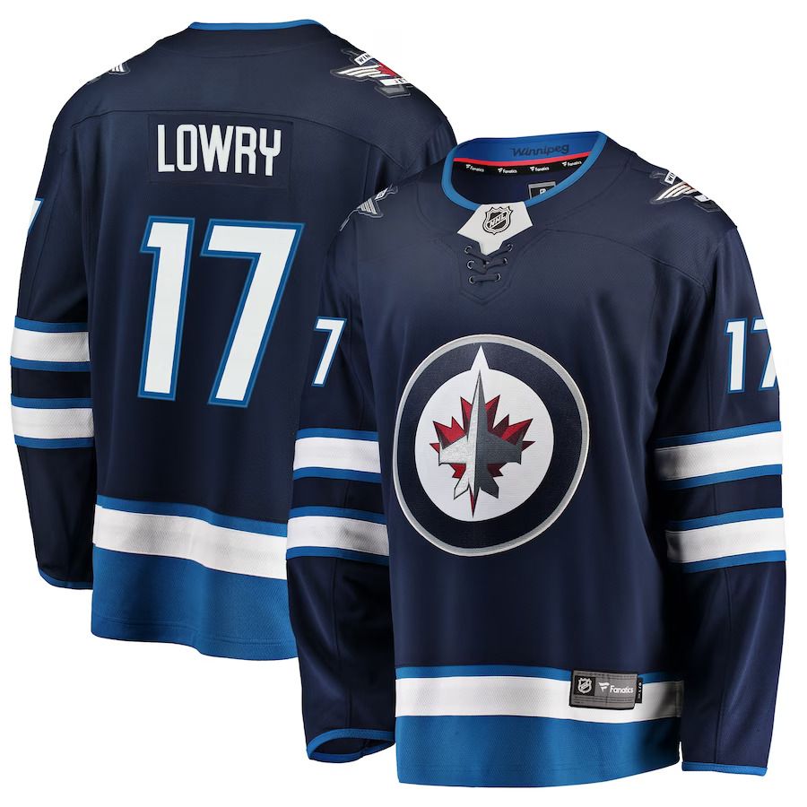 Men Winnipeg Jets #17 Adam Lowry Fanatics Branded Navy Breakaway Replica NHL Jersey